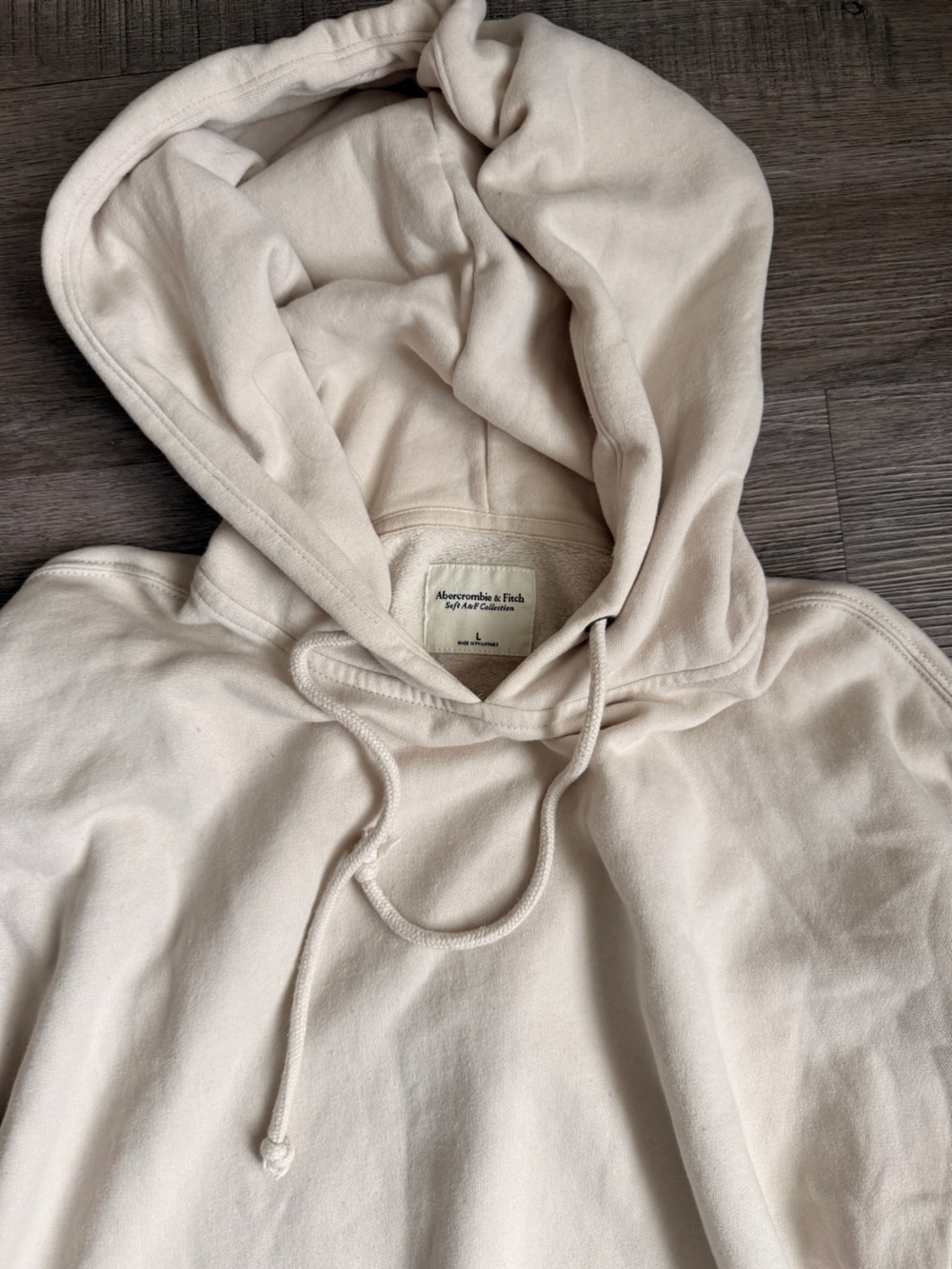 Abercrombie & Fitch Cream Pullover Hoodie with Drawstring